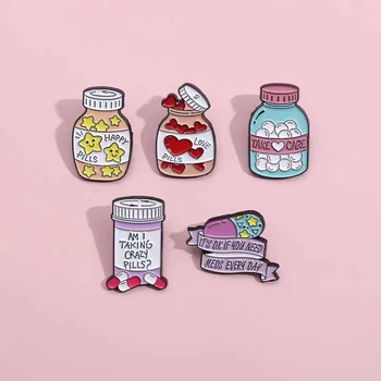 Pin Club | Cute Medicina Sticla Inima Email Brosa Personalizate Insigna Stea De Sănătate Mintală Desene Animate Cadou Prieten Medic Asistenta Rever Deco